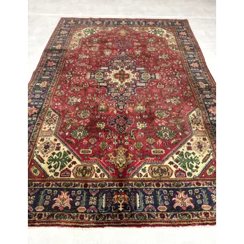  Kézi csomózású perzsa Tabriz Bordó-Zöldes szőnyeg 300x204cm