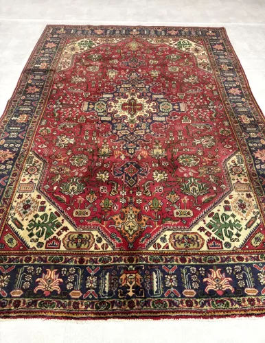 Kézi csomózású perzsa Tabriz Bordó-Zöldes szőnyeg 300x204cm