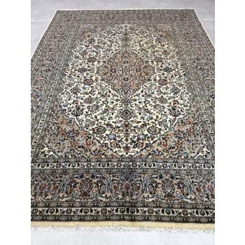   Kézi csomózású perzsa Mashed Krémes Kék szőnyeg 340x245cm