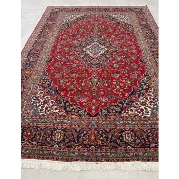   Kézi csomózású perzsa Ardakan Bordós-Kékes szőnyeg 355x250cm