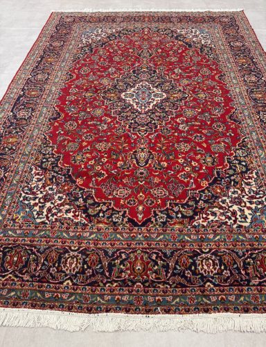 Kézi csomózású perzsa Ardakan Bordós-Kékes szőnyeg 355x250cm