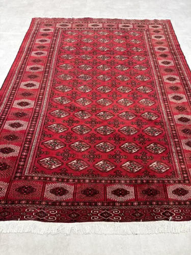 Kézi csomózású perzsa Turkmen Bordós szőnyeg 307x233cm