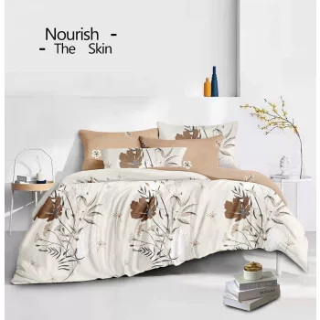 Agyneműhuzat Nausica krém barna pipacs 