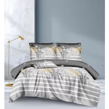 Ágyneműhuzat Ninive Csíkos Faleveles szürke 3 részes