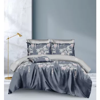   Ágyneműhuzat Ninive Fűzfaleveles virágos szürke 3 részes