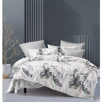 Ágyneműhuzat Ninive Pálma Virágos szürke lila 3 részes