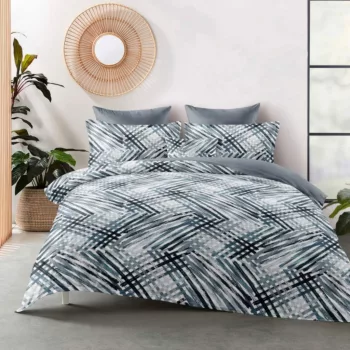   Ágyneműhuzat Nordic Flanel Zig zag fehér szürke 3 részes