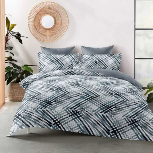 Ágyneműhuzat Nordic Flanel Zig zag fehér szürke 3 részes