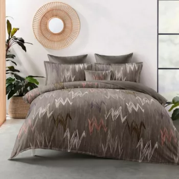   Ágyneműhuzat Nordic Flanel Barna narancs Zigzag mintás 6 részes