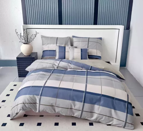 Ágyneműhuzat Odin Flanel szürke kék kockás 7 részes