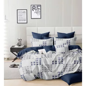 Ágyneműhuzat Pandora kék kis négyzet 7 részes