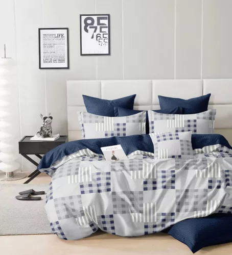 Ágyneműhuzat Pandora kék kis négyzet 7 részes