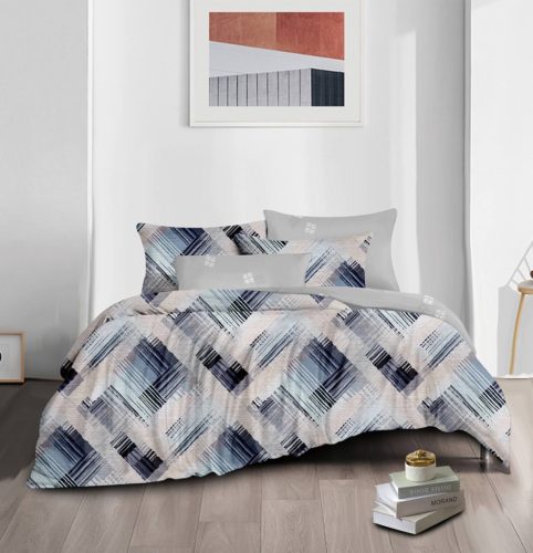 Ágyneműhuzat Pandora kék bézs csíkos 7 részes