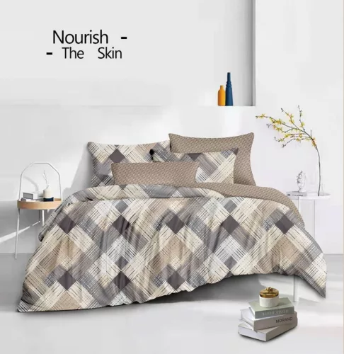 Ágyneműhuzat Pandora bézs négyzet csíkos 3 részes