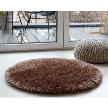 Shaggy szőnyeg Super (Camel) Kerek 100cm Sötét Bézs
