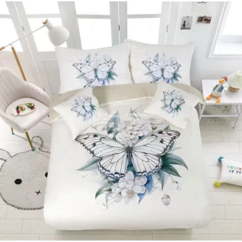 Ágyneműhuzat Pillangós új Fehér-Kék 3 részes