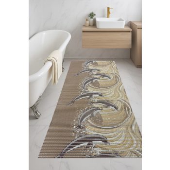 Fürdőszoba szőnyeg PVC Barna parkettás 65cm széles