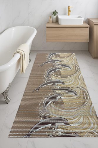 Fürdőszoba szőnyeg PVC Barna parkettás 65cm széles