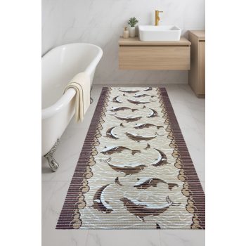 Fürdőszoba szőnyeg PVC Barna parkettás 65cm széles