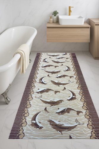 Fürdőszoba szőnyeg PVC Barna parkettás 65cm széles