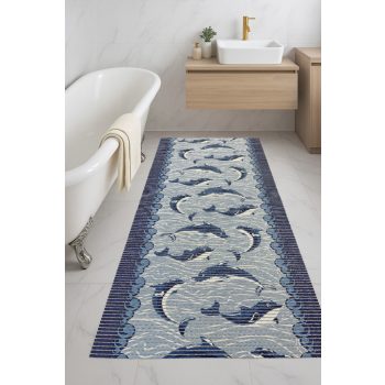 Fürdőszoba szőnyeg PVC Barna parkettás 65cm széles