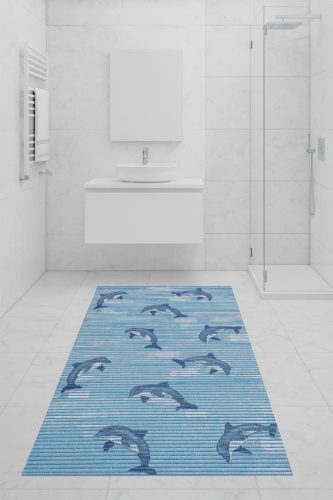 Fürdőszoba szőnyeg PVC antracit egyszinű 65cm széles