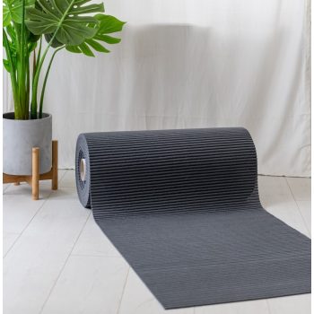 Fürdőszoba szőnyeg PVC szürke csíkos 