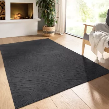   Modern szőnyeg Rio 3D Lorey (Antracit) 150x220cm Sötét Szürke