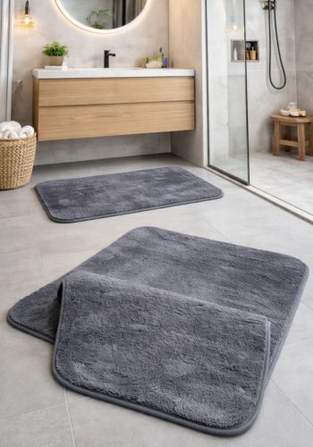 Fürdőszoba szőnyeg 2 részes Palm plüss  50x80cm Antracit