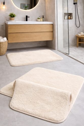 Fürdőszoba szőnyeg 2 részes Palm plüss  50x80cm Bézs