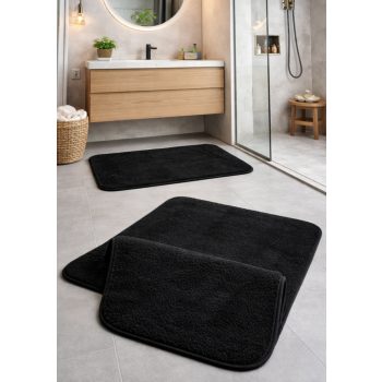 Fürdőszoba szőnyeg 2 részes Palm plüss  50x80cm Fekete