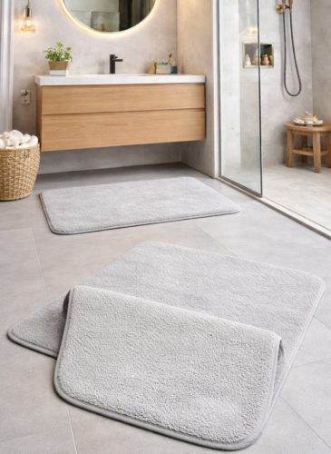 Fürdőszoba szőnyeg 2 részes Palm plüss  50x80cm Szürke