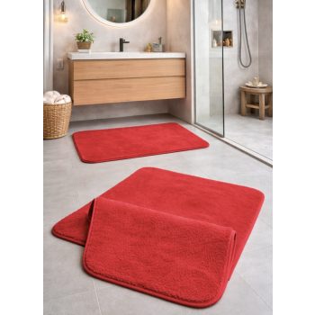 Fürdőszoba szőnyeg 2 részes Palm plüss  50x80cm Piros