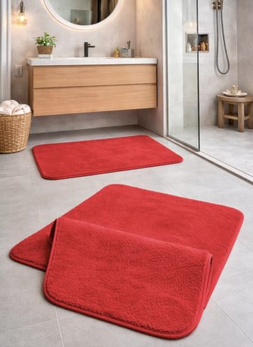 Fürdőszoba szőnyeg 2 részes Palm plüss  50x80cm Piros