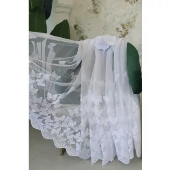 Kész függöny Scarlett fehér Pillangós minta 300x250cm