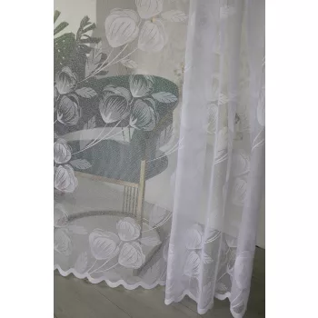 Kész függöny Scarlett fehér Pipacsos minta