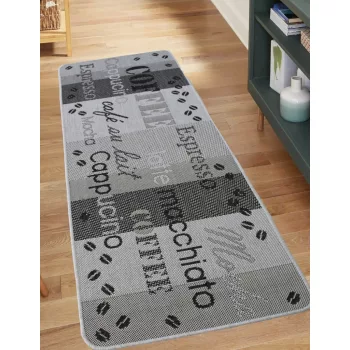   Konyhai szőnyeg Ramsey Sizal 67x180cm Cappuccino felirat Szürke 