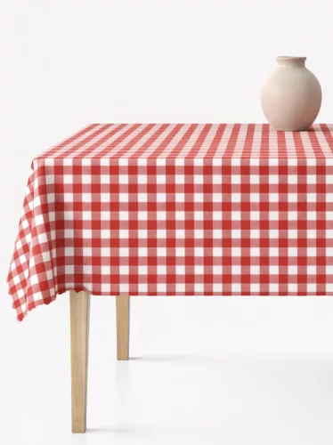 Asztalterítő Teflonbevonatú  Piros Kockás 200x140cm