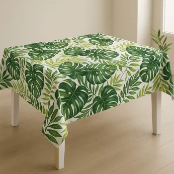   Teflonbevonatú asztalterítő vászon 140cm széles Zöld Pálmás Méterben