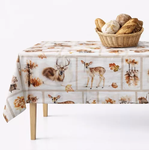 Asztalterítő Teflonbevonatú  Szarvasos Barna 100x140cm
