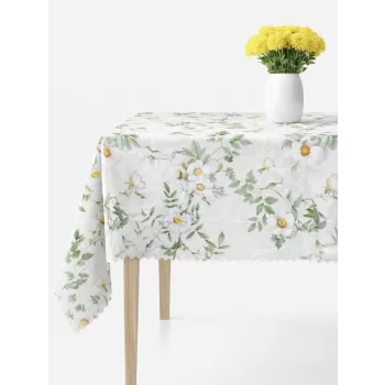   Asztalterítő Teflonbevonatú  Zöldes fehér Margaréta 100x140cm