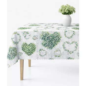   Asztalterítő Teflonbevonatú  Szíves Zöld leveles  100x140cm