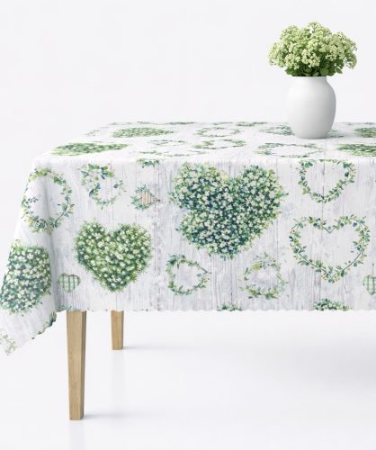 Asztalterítő Teflonbevonatú  Szíves Zöld leveles  200x140cm