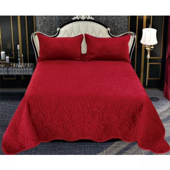   Velvet Bordó ágytakaró szett 3db-os 220x240cm / 54x75cm párna huzat 2db
