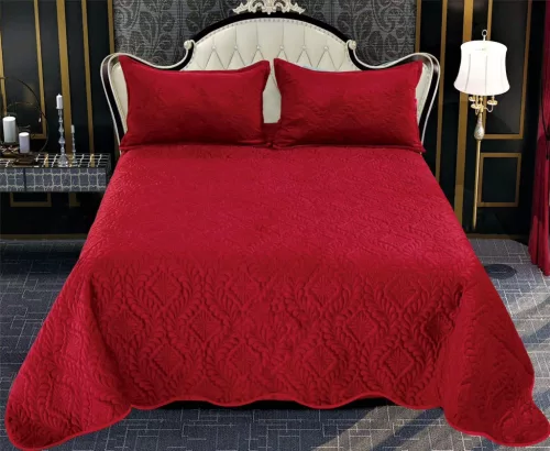 Velvet Bordó ágytakaró szett 3db-os 220x240cm / 54x75cm párna huzat 2db