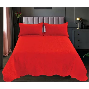   Velvet Piros ágytakaró szett 3db-os 220x240cm / 54x75cm párna huzat 2db