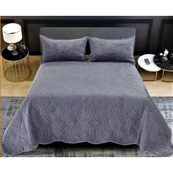   Velvet Sötét Szürke ágytakaró szett 3db-os 220x240cm / 54x75cm párna huzat 2db