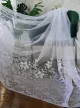 Fehér jacquard voile kész függöny szirom mintával - Függöny Outlet Szőnyegház