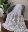 Fehér jacquard voile kész függöny szirom mintával - Függöny Outlet Szőnyegház