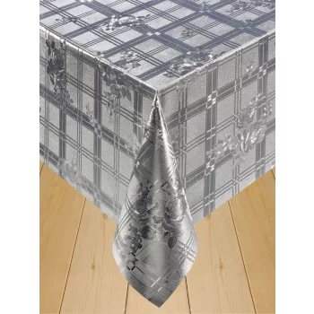   Viaszos vászon méterben 140cm széles Lux négyzet virág ezüst